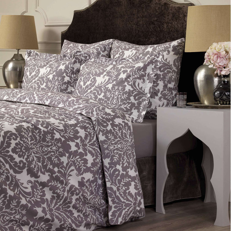 Togas Damask Ornate Glam Egyptian Cotton Cotton Damask Duvet Cover Set